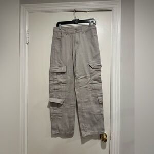NWOT Men’s Sz: XS Light Gray Corduroy Cargo Pants. Baggy. Wide Leg.